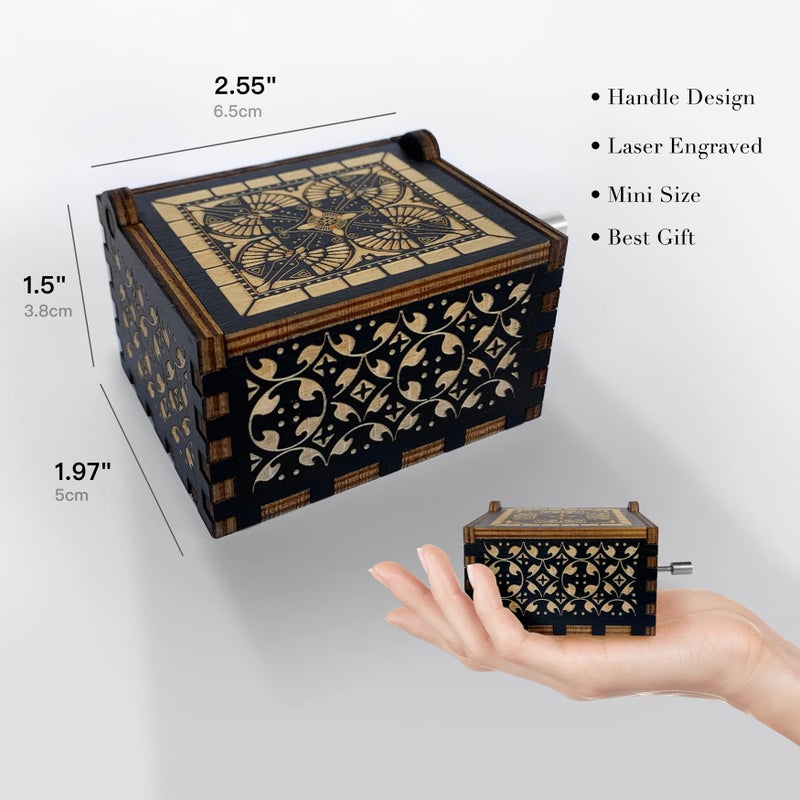 Hcaredee Music Box Gifts for Mom You are My Sunshine Hand Crank Engraved Wooden Musical Boxes Sunflower Gift for Mother on Birthday Christmas Mothers Day Black - Image 5